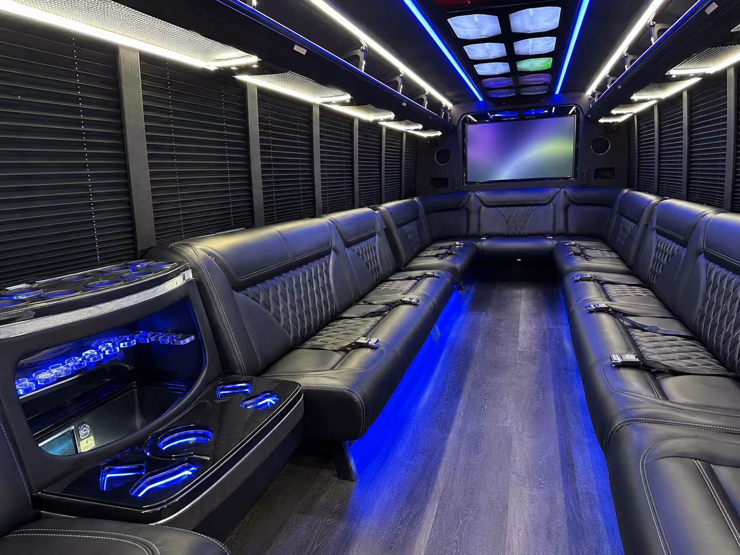 richardson 20 passenger party bus inside