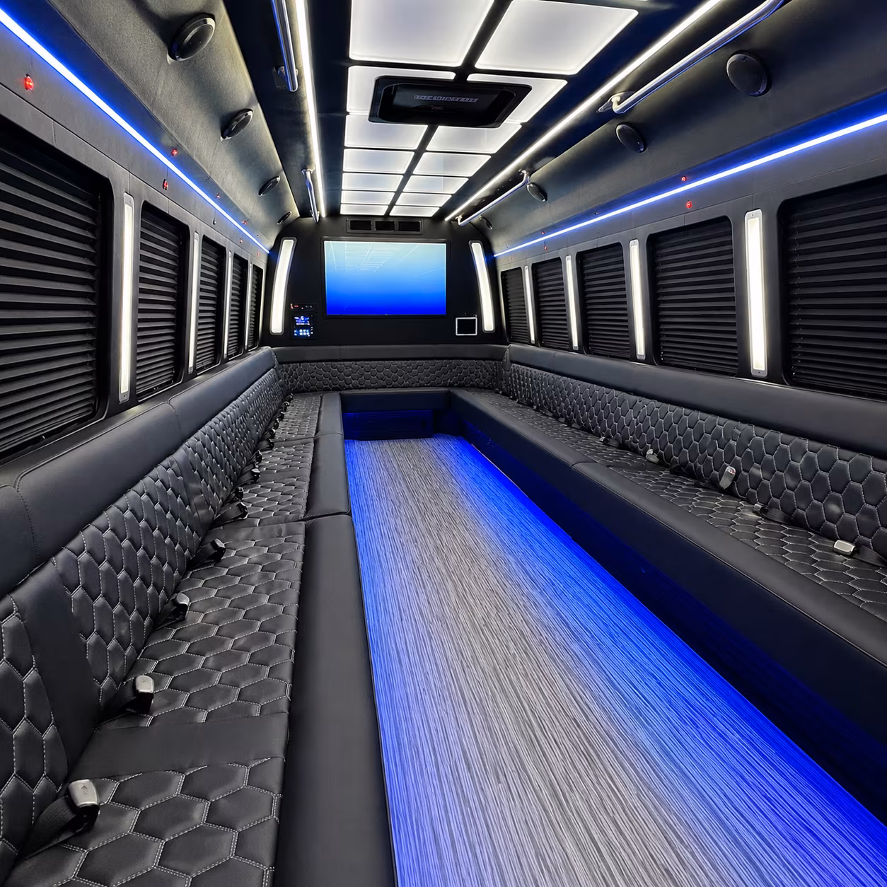 richardson 50 passenger party bus inside
